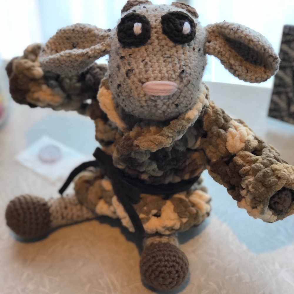 Cute Kid - Adorable Crochet Goat wearing a cardigan